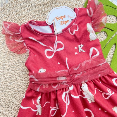 Vestido Ursos com Lacinhos - Vermelho